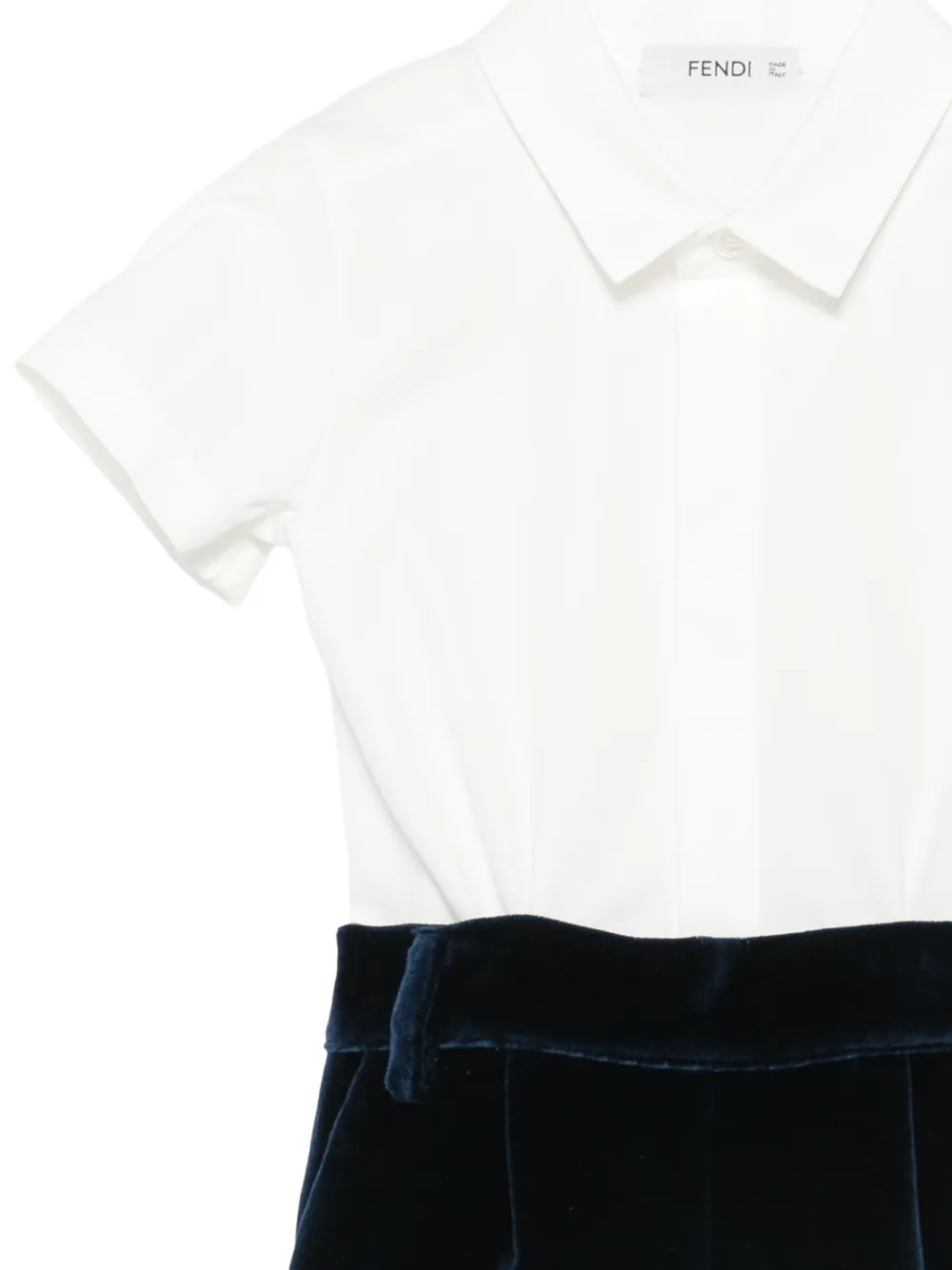 Fendi Kids velvet-panelled short-sleeve babygrow set Wit