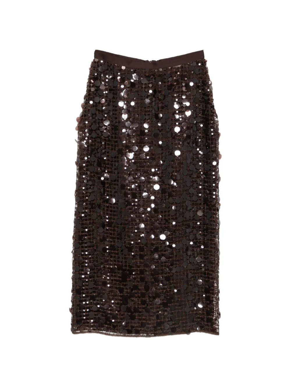 RAME sequin-embellished mesh midi skirt - Marrone