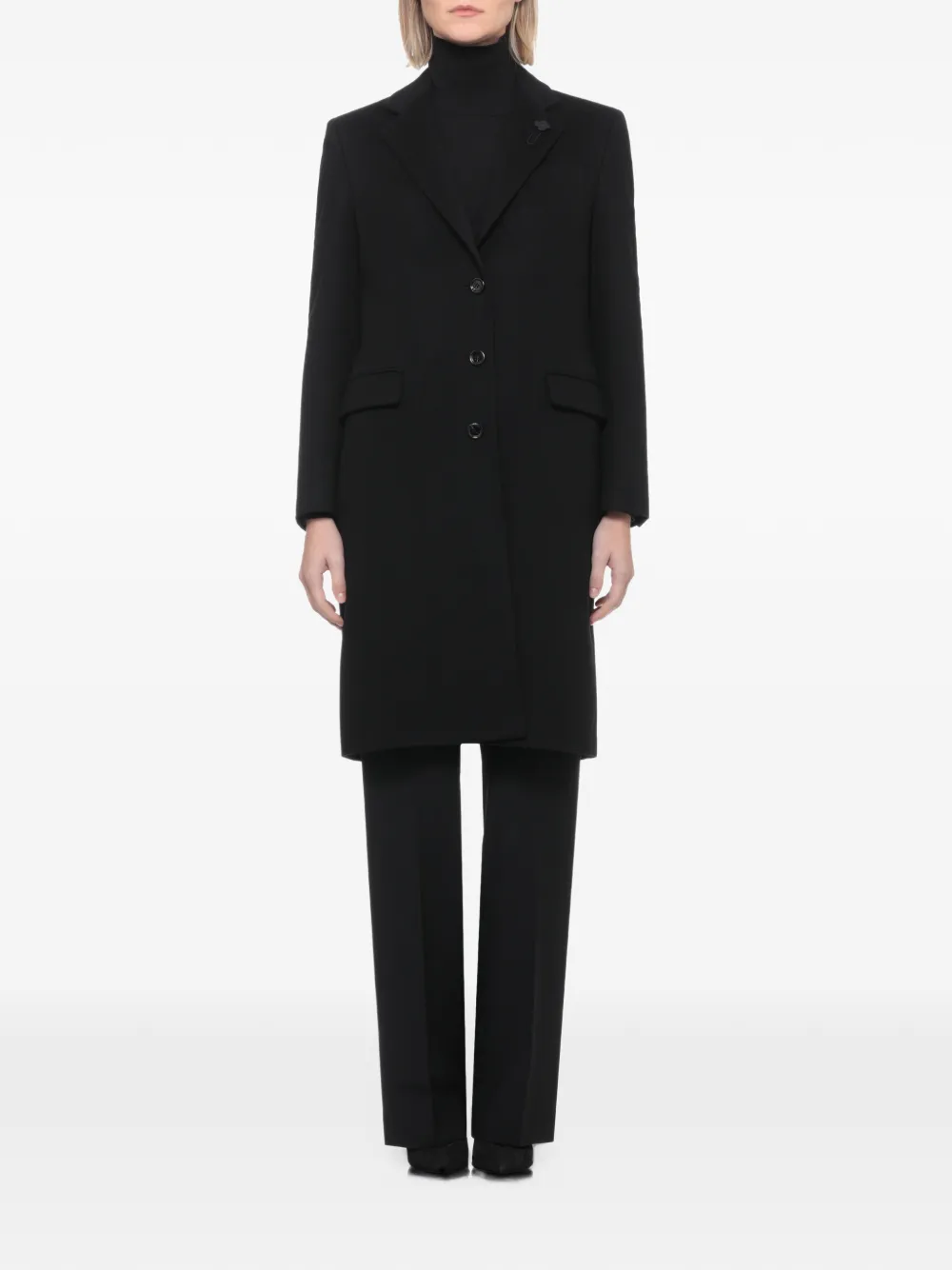 Lardini flower-patch single-breasted coat Zwart