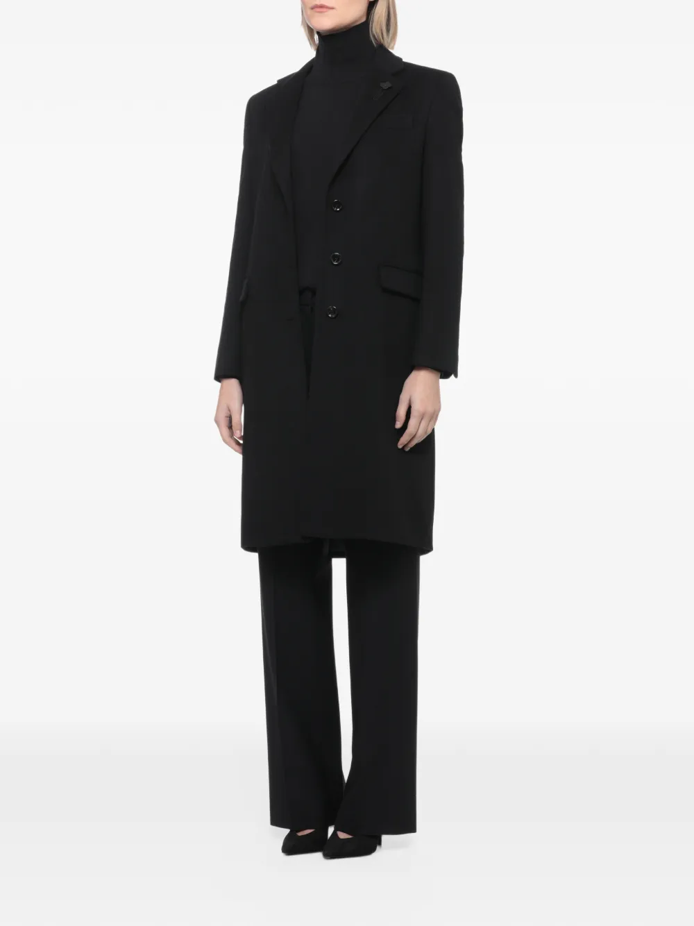 Lardini flower-patch single-breasted coat Zwart