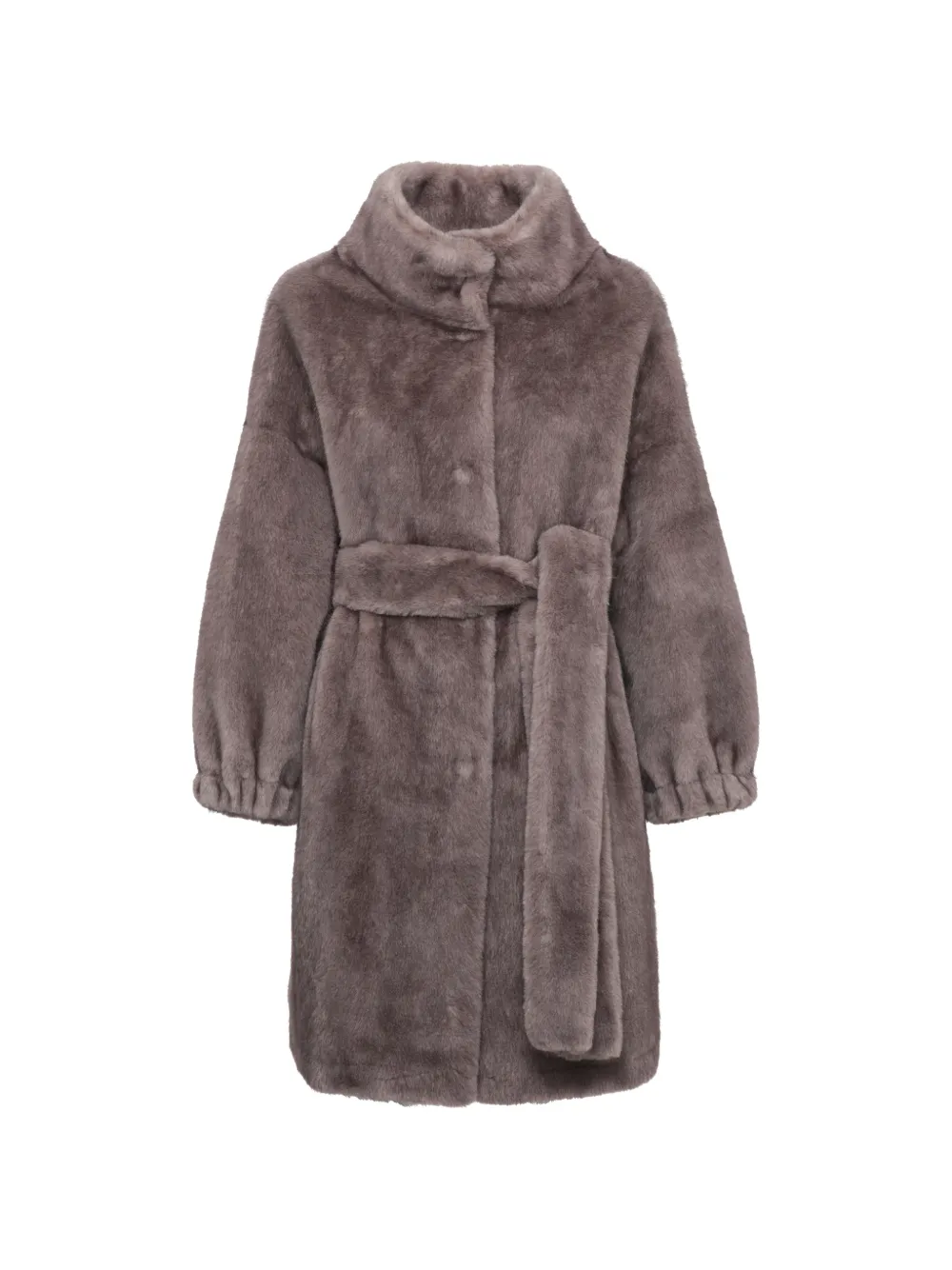 BULLY belted faux-fur coat - Marrone
