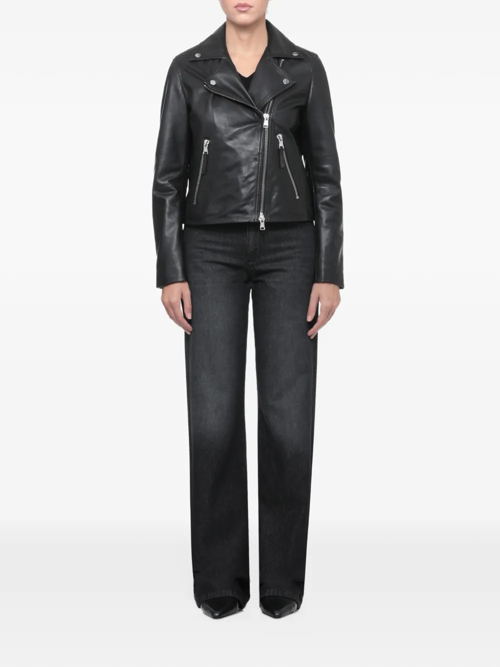 BULLY biker leather jacket Zwart