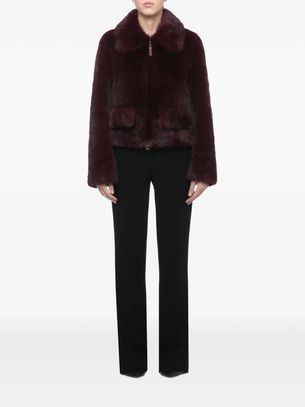 BULLY faux-fur flap-pocket jacket Rood