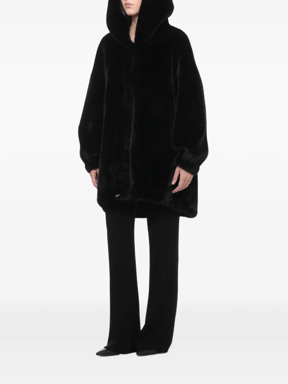 BULLY faux-fur hooded coat Zwart