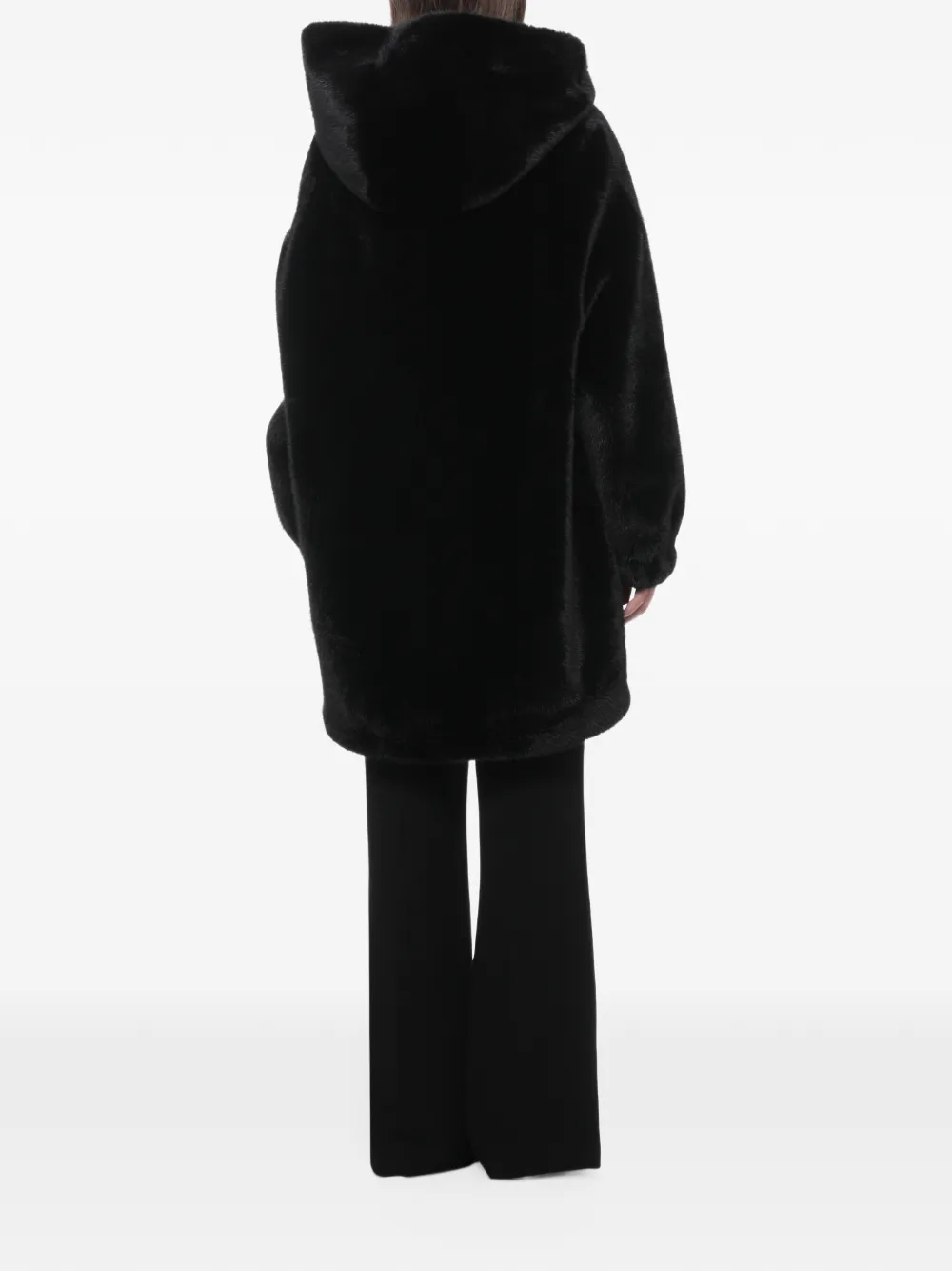 BULLY faux-fur hooded coat Zwart