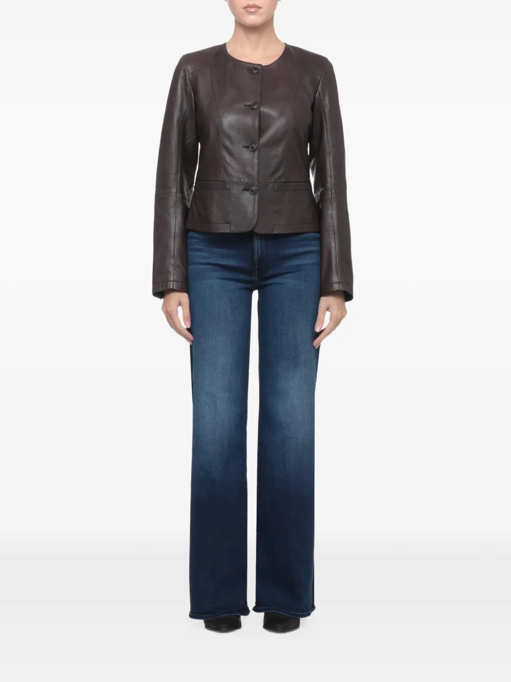 BULLY button-fastening leather jacket Bruin