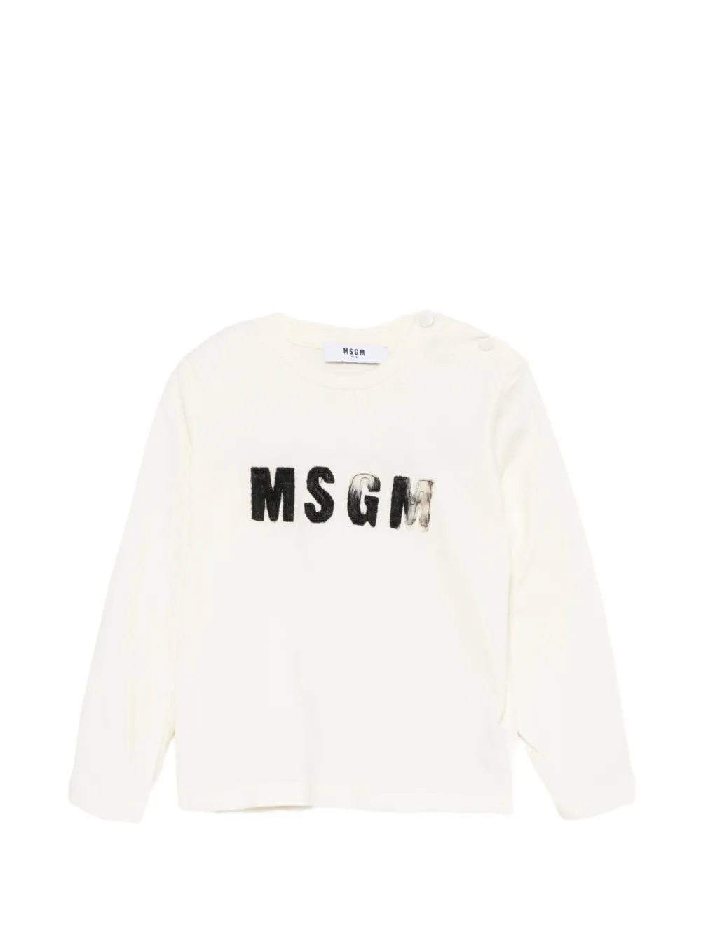 MSGM Kids logo-patch T-shirt Beige