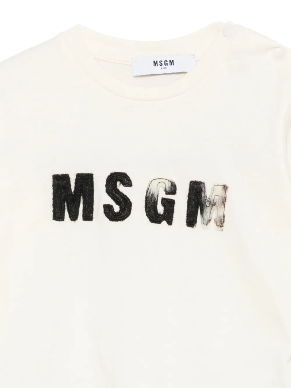MSGM Kids logo-patch T-shirt Beige