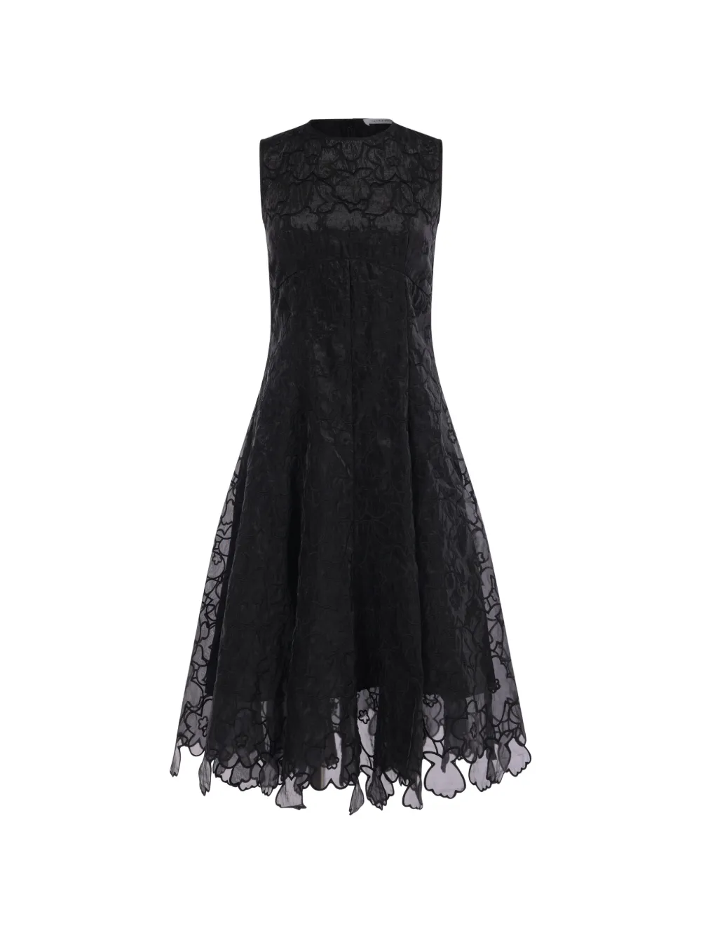 Cecilie Bahnsen Foress embroidered scalloped midi dress - Nero