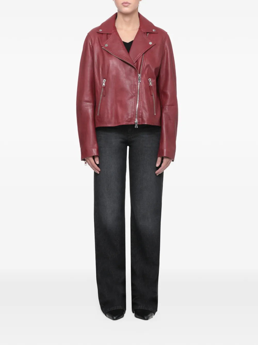 BULLY biker leather jacket Rood