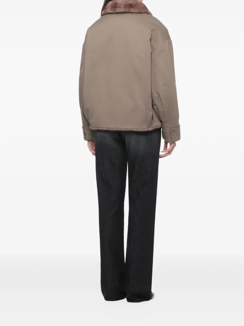 BULLY faux-fur collar zip-up jacket Beige