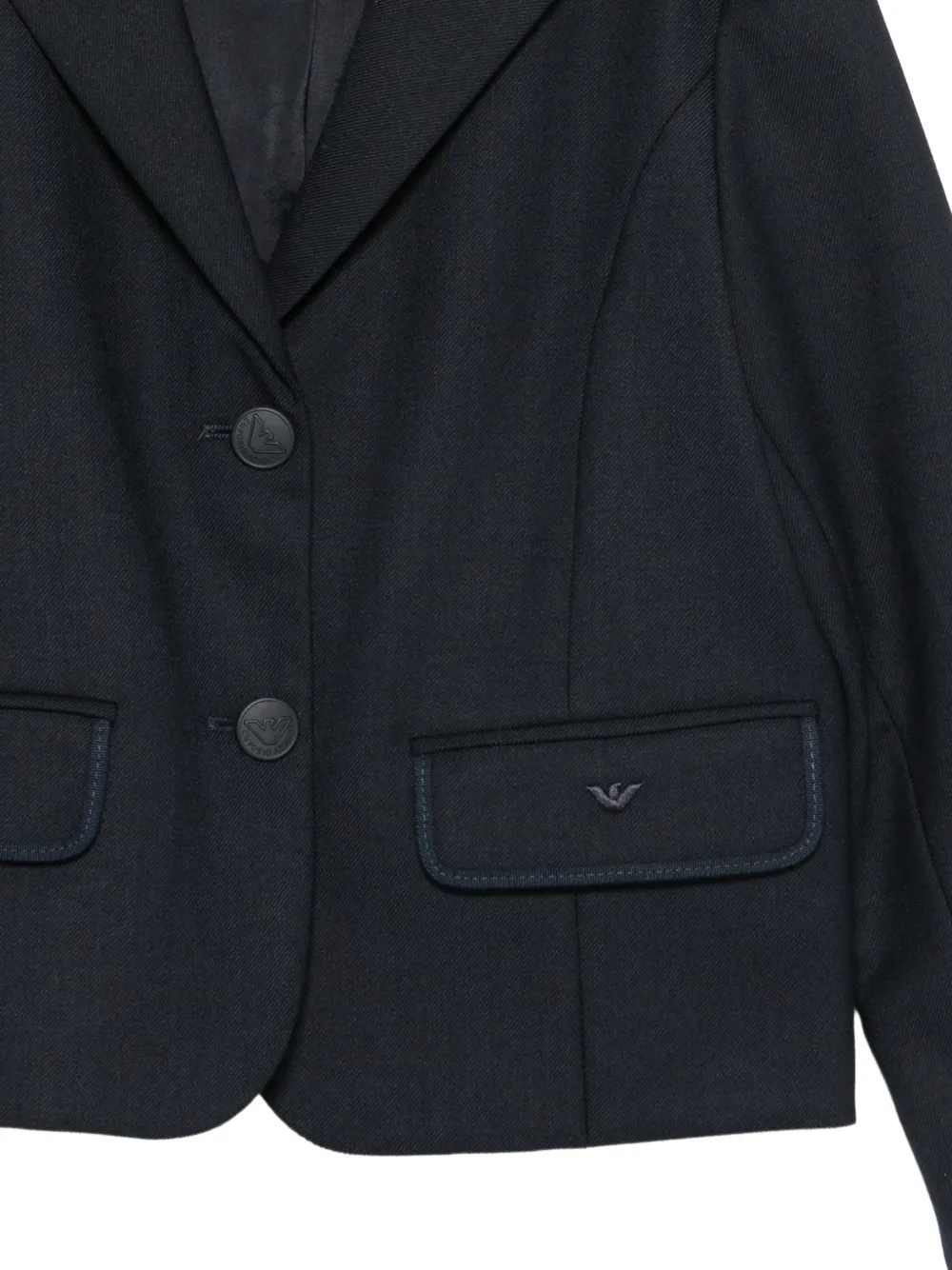 Emporio Armani Kids logo-embroidered single-breasted blazer Zwart