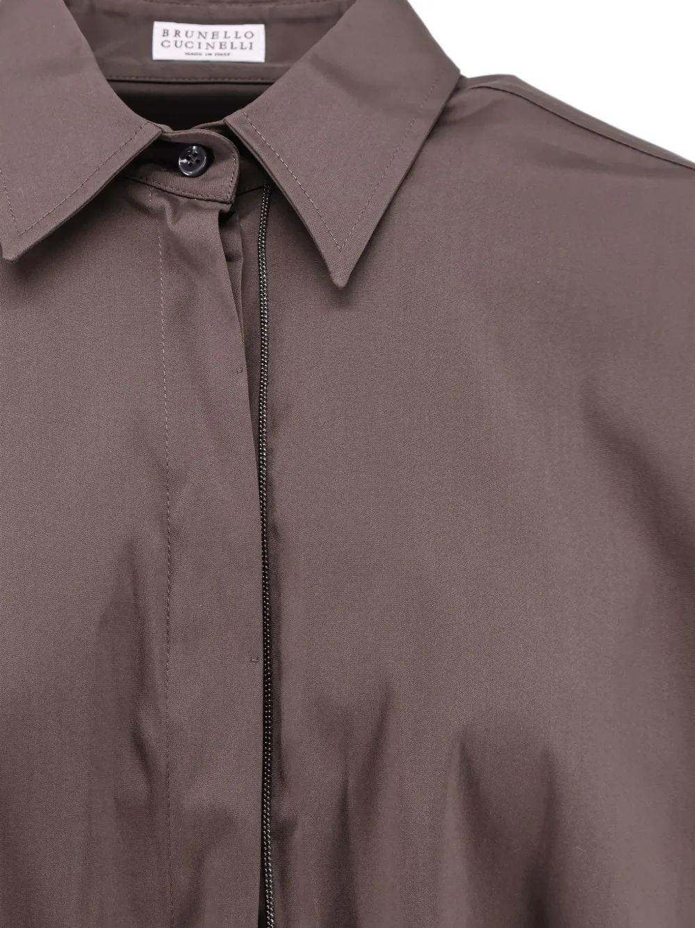 Brunello Cucinelli Monili-trim poplin shirt Bruin