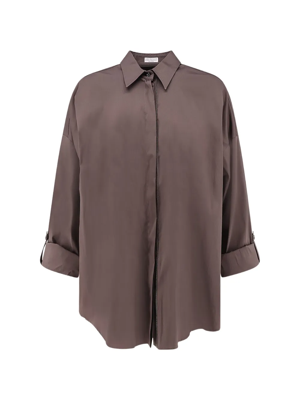 Brunello Cucinelli Monili-trim poplin shirt Bruin