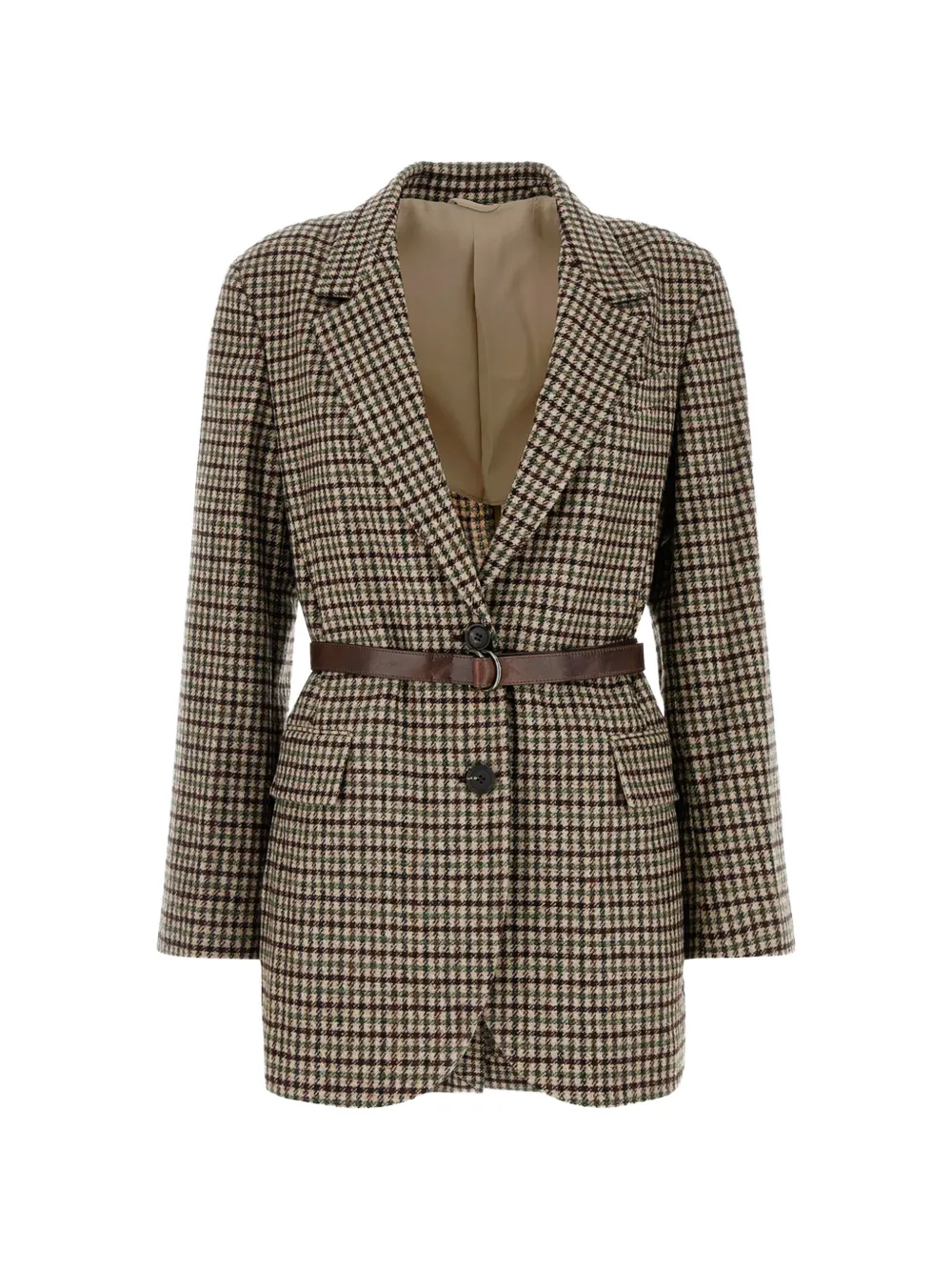 Brunello Cucinelli Madras belted blazer - Nude