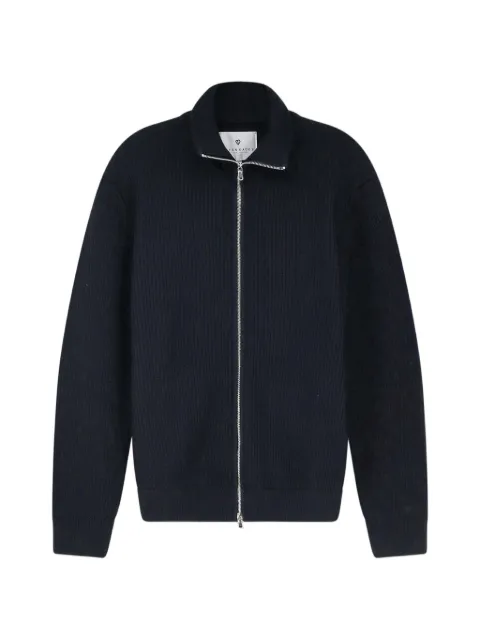 SEVEN GAUGE ribbed-knit zip-up crdigan
