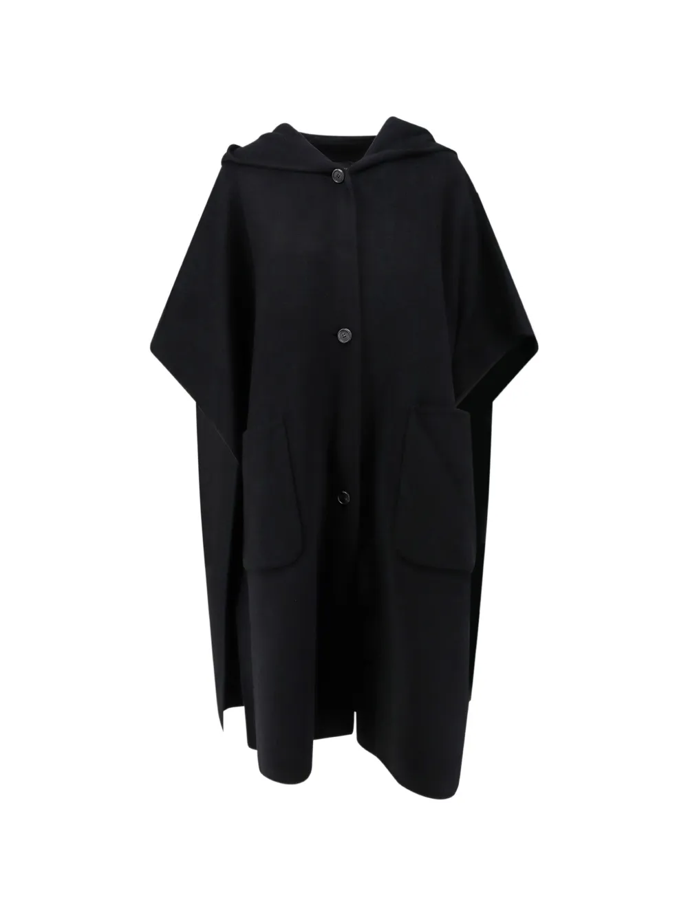 R2W hooded button-up ponchp jacket - Schwarz