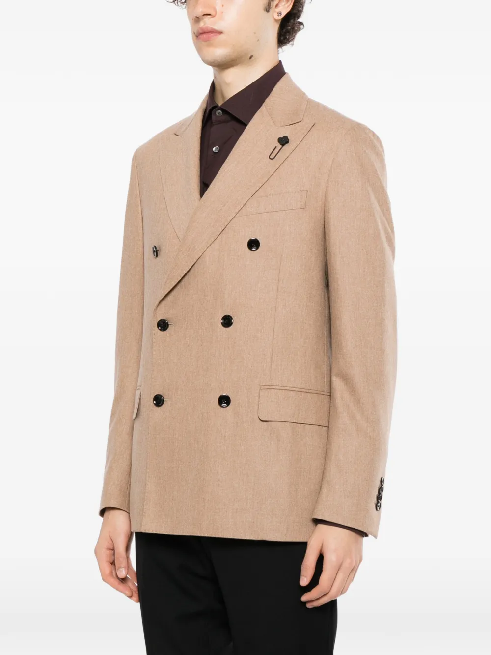 Lardini double-breasted peak-lapels blazer Beige