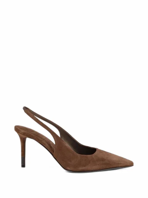 Brunello Cucinelli Monili-embellished suede pumps