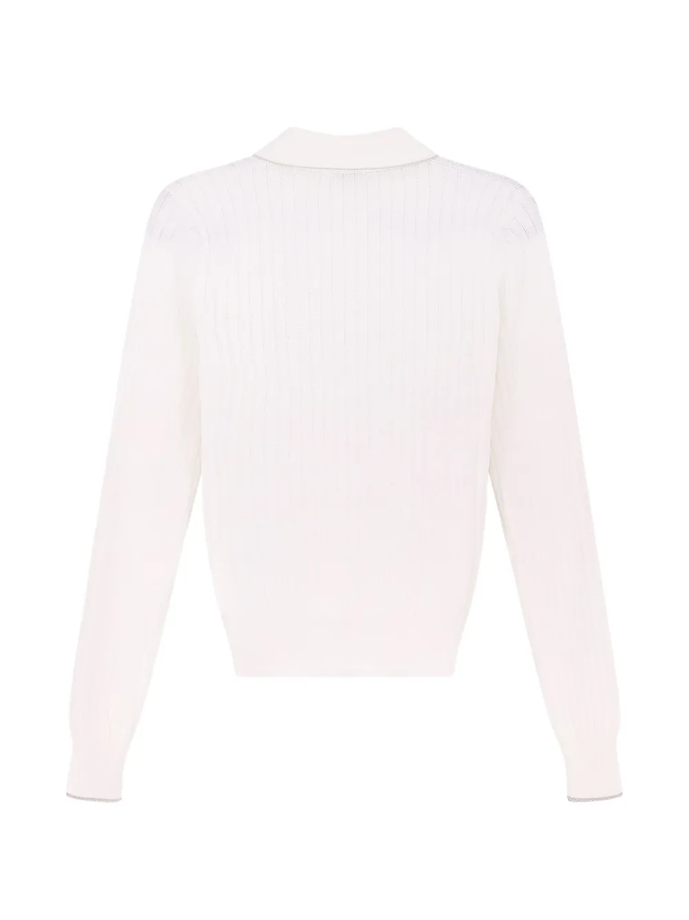 Brunello Cucinelli ribbed-knit logo-patch polo shirt Wit