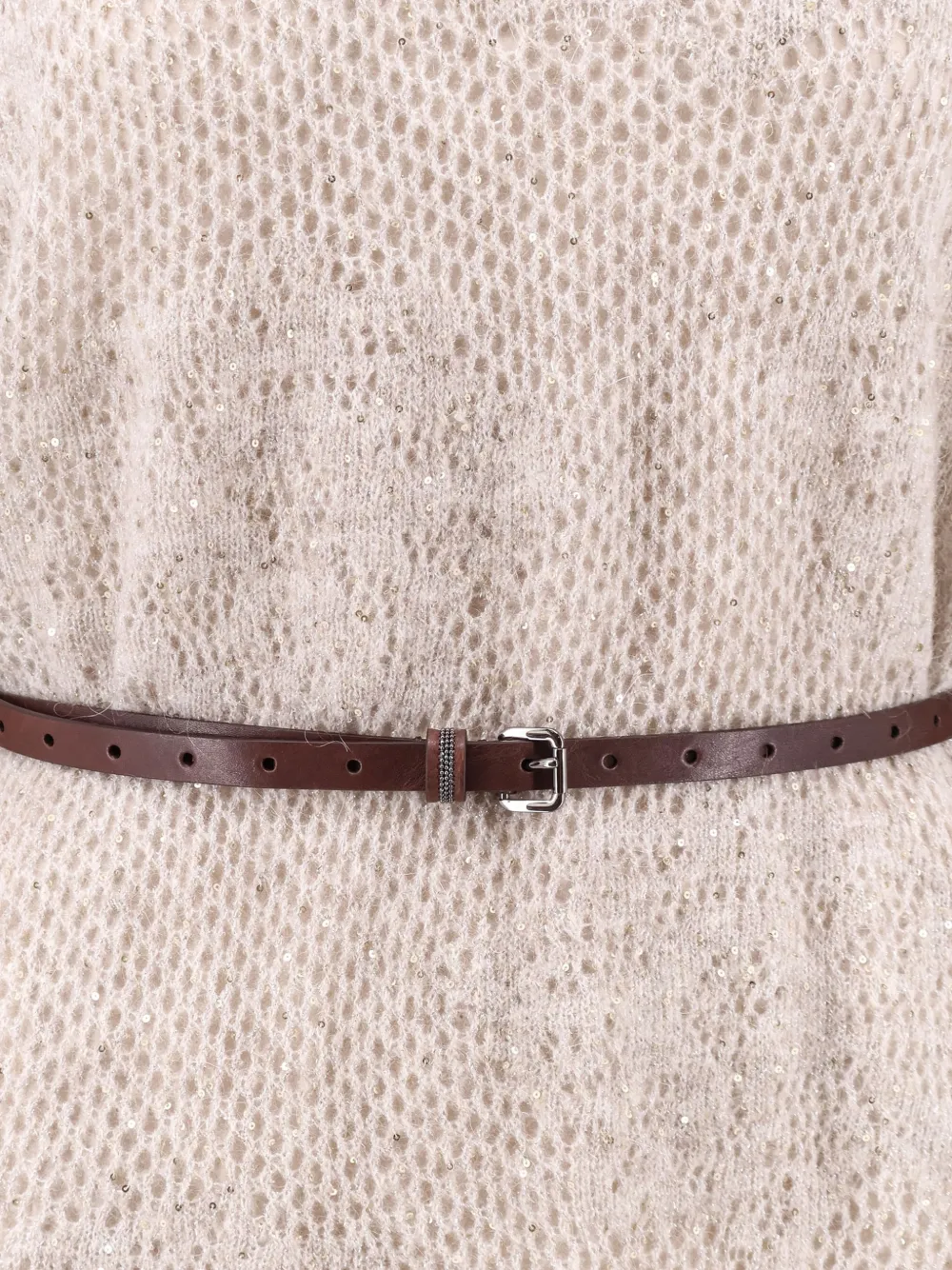 Brunello Cucinelli belted Monili-detail dress Beige