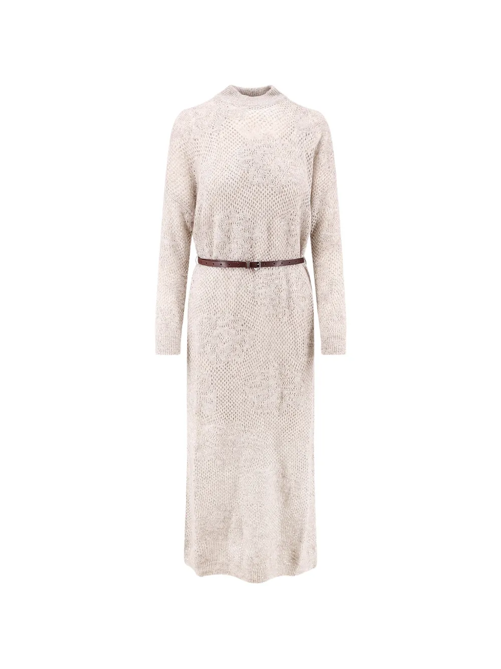 Brunello Cucinelli belted Monili-detail dress Beige