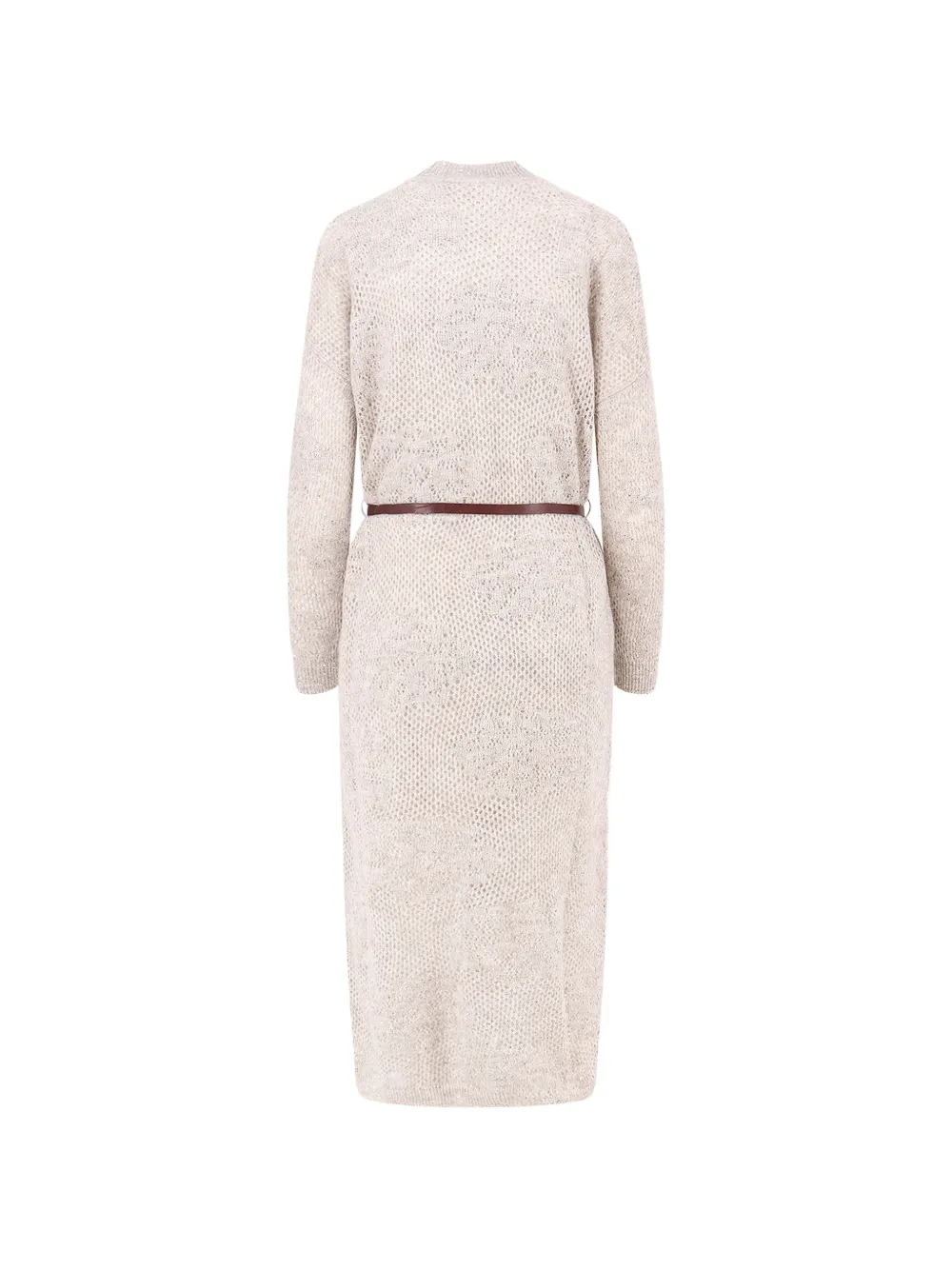 Brunello Cucinelli belted Monili-detail dress Beige