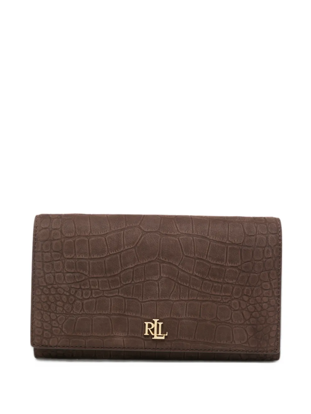 Lauren Ralph Lauren Clutch effetto coccodrillo con catena - Marrone