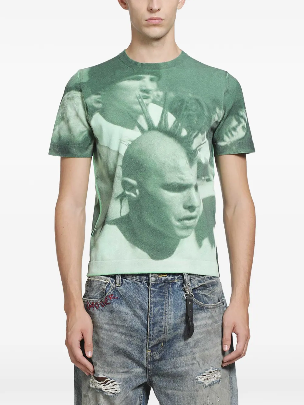 Dagger Mosh Knit T-shirt In Green