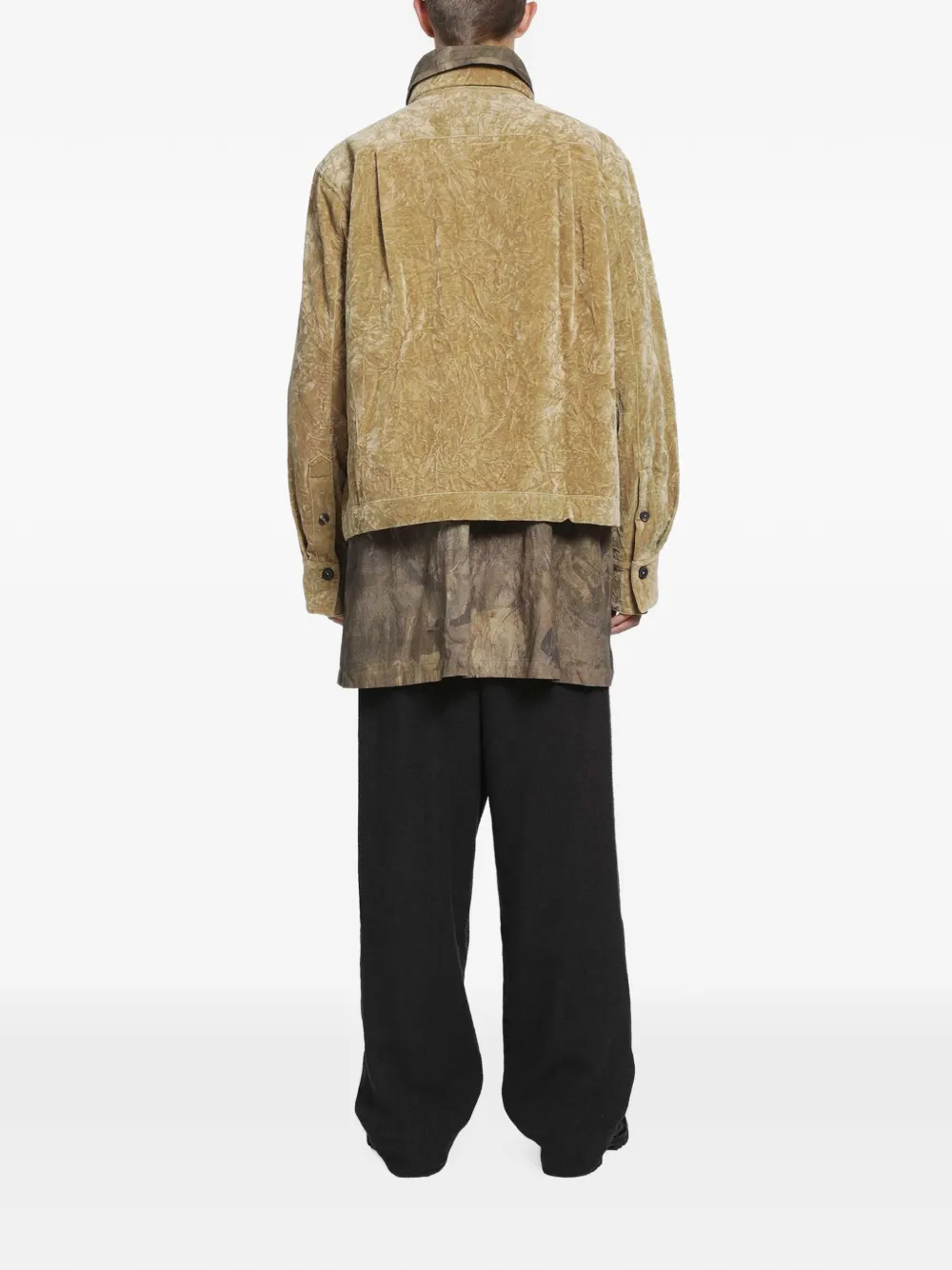 Ziggy Chen layered velvet jacket Beige