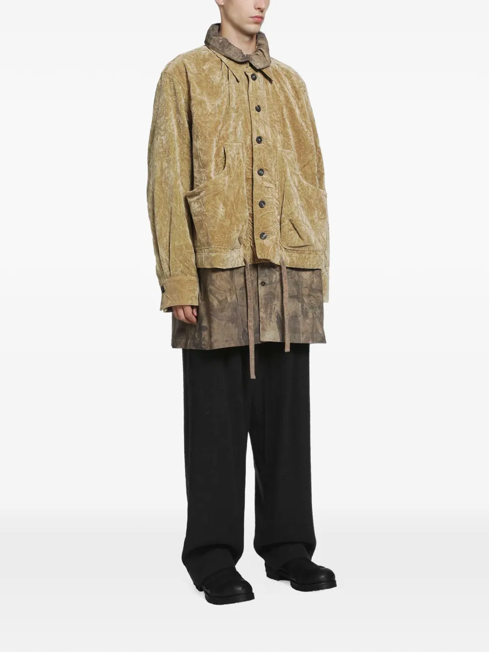 Ziggy Chen layered velvet jacket Beige