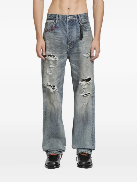 DAGGER Garage distressed wide-leg jeans