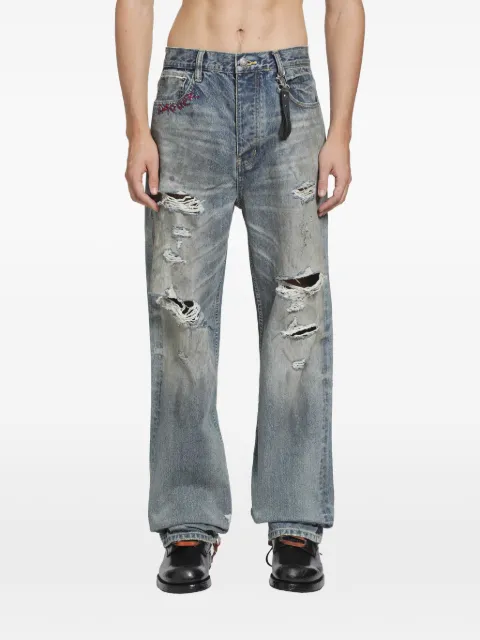 DAGGER Garage distressed wide-leg jeans