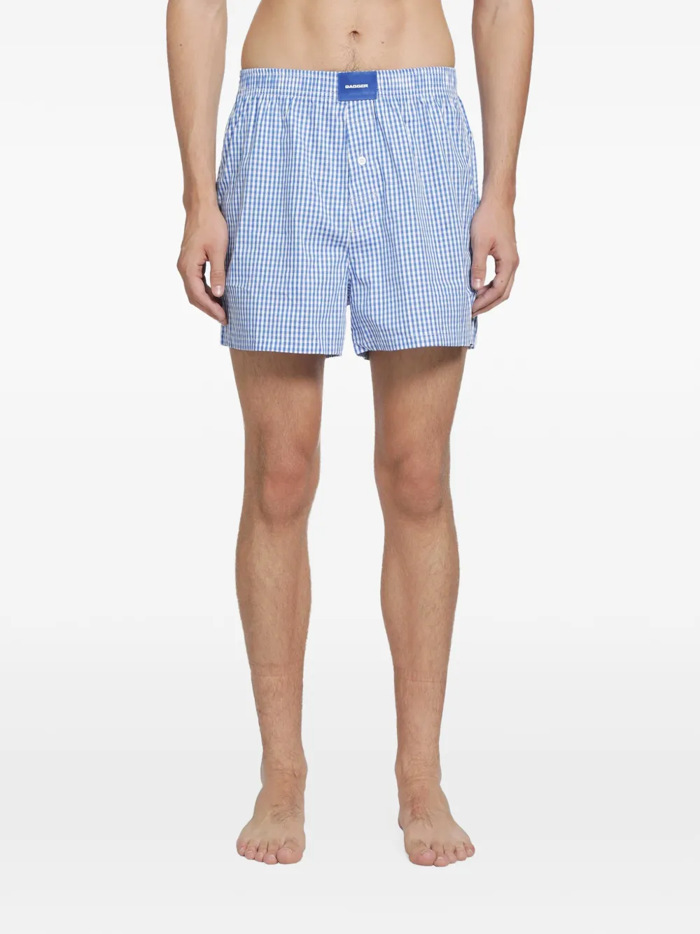 DAGGER gingham-check logo-patch boxers (set of three) - Blu