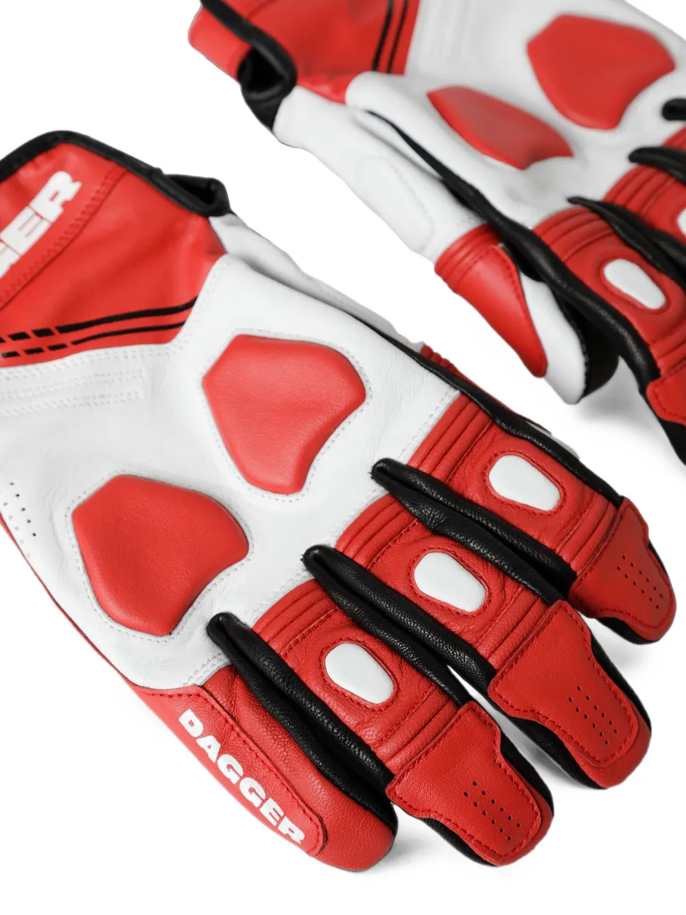 DAGGER padded panelled leather gloves Rood