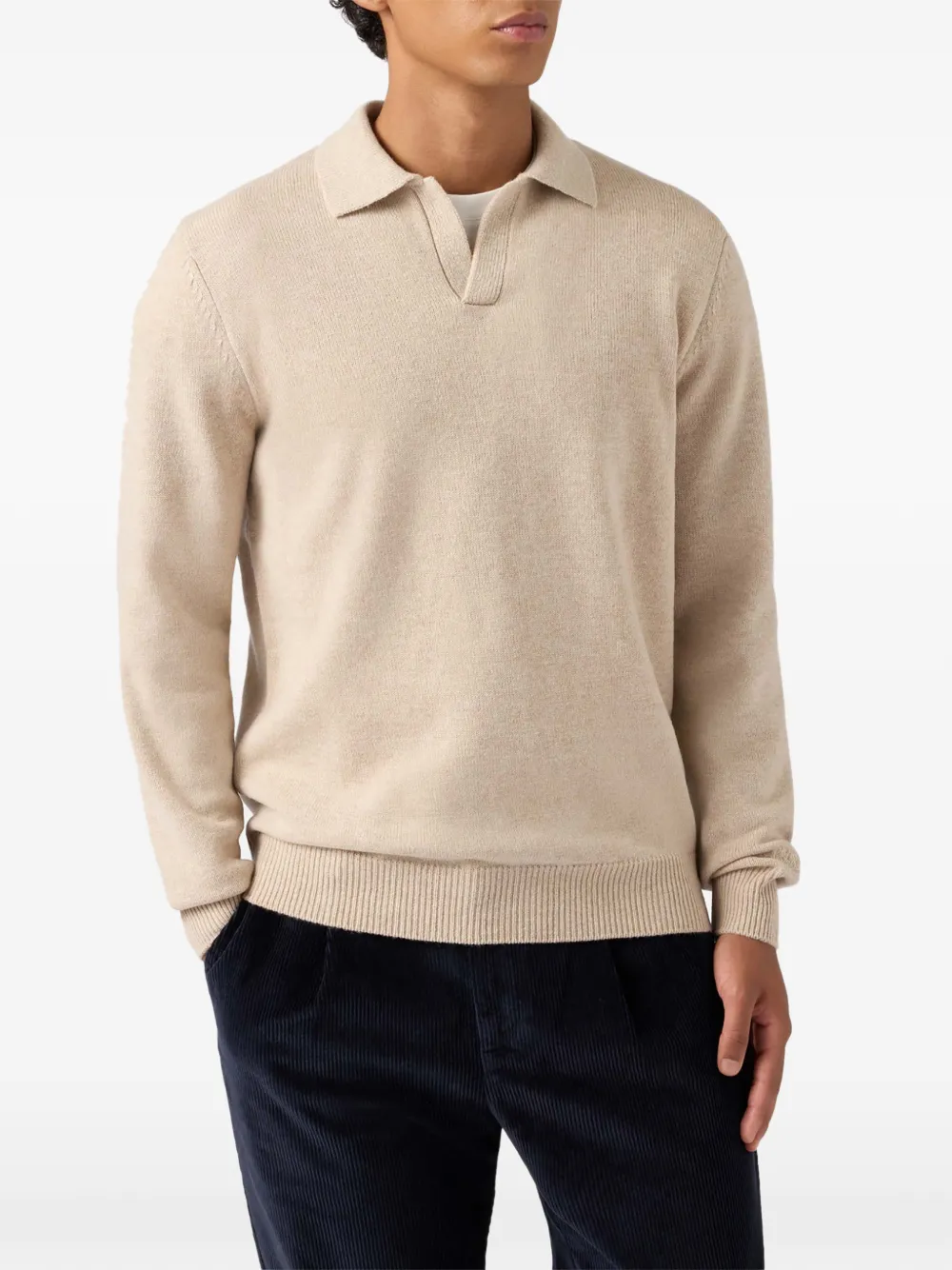 MC2 Saint Barth beige Covent merino-wool-and-cashmere-blend polo