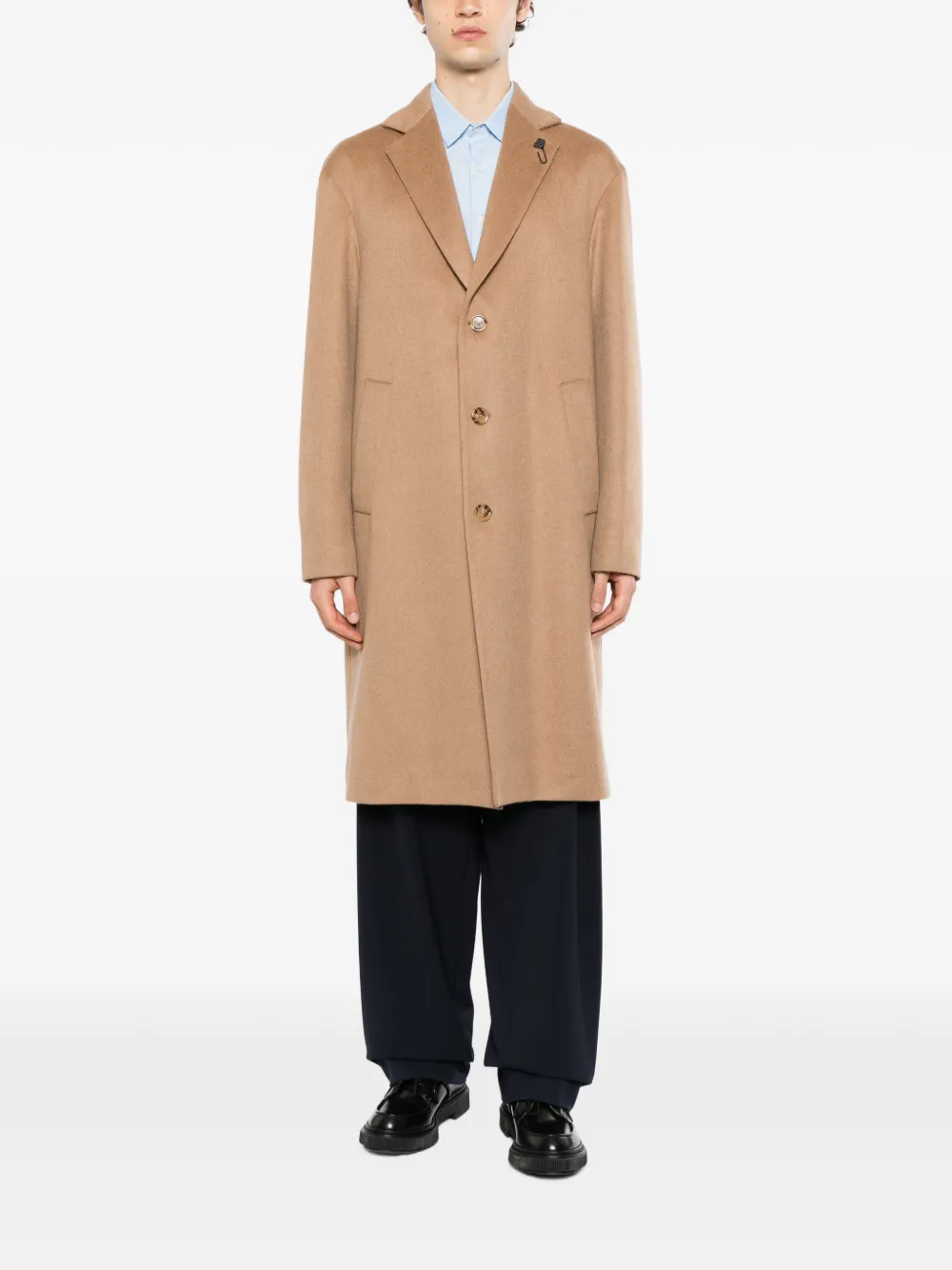 Lardini single-breasted notched-lapel coat - Toni neutri