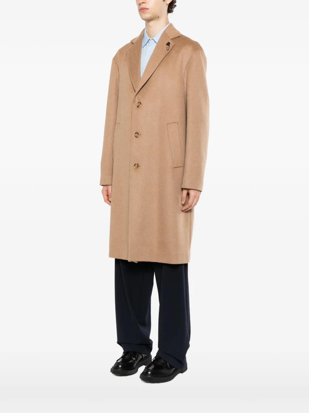 Lardini single-breasted notched-lapel coat Beige