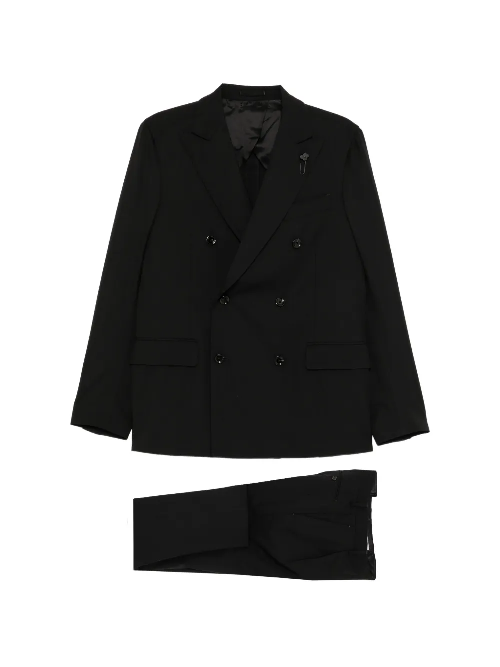 Lardini double-breasted peak-lapel suit - Nero
