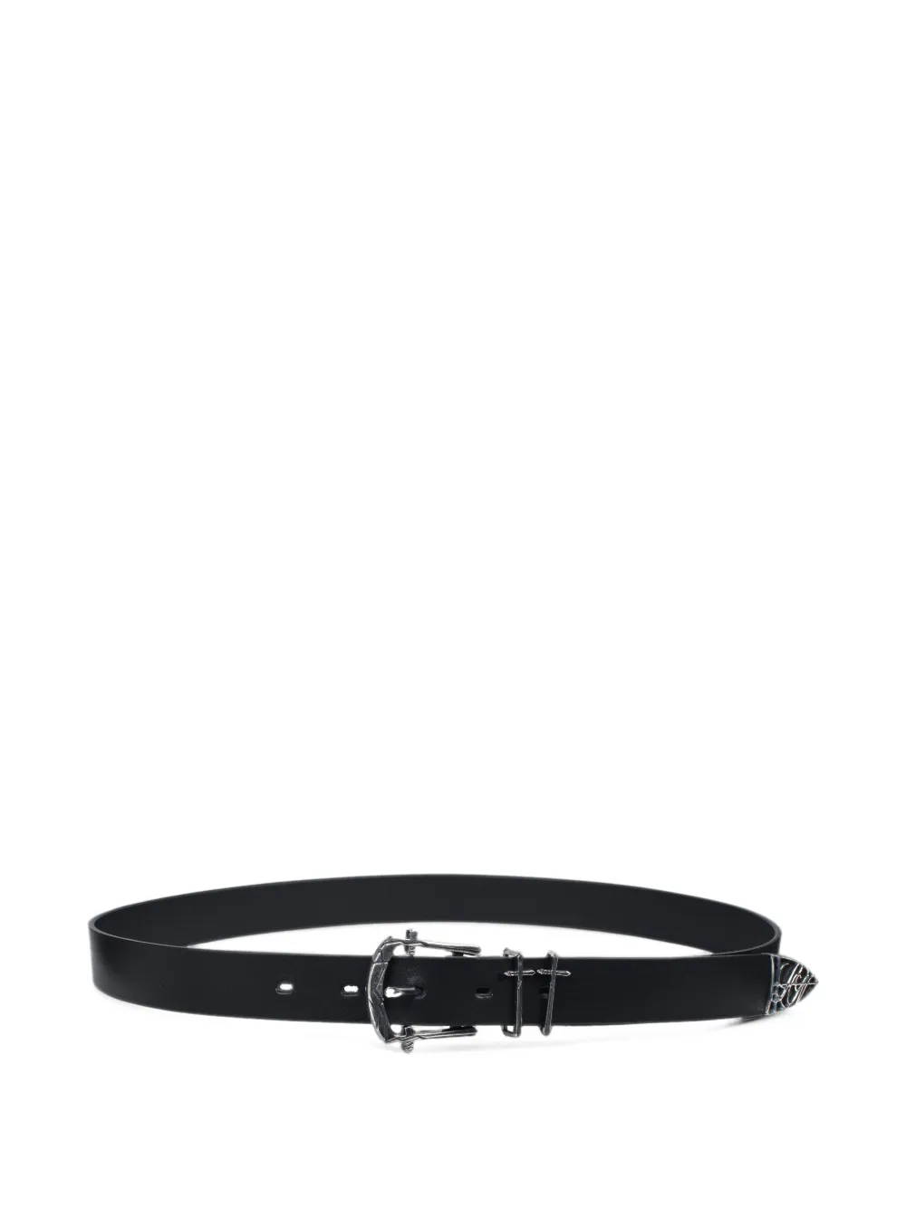 LAST NEST Cracked Cross leather belt - Schwarz