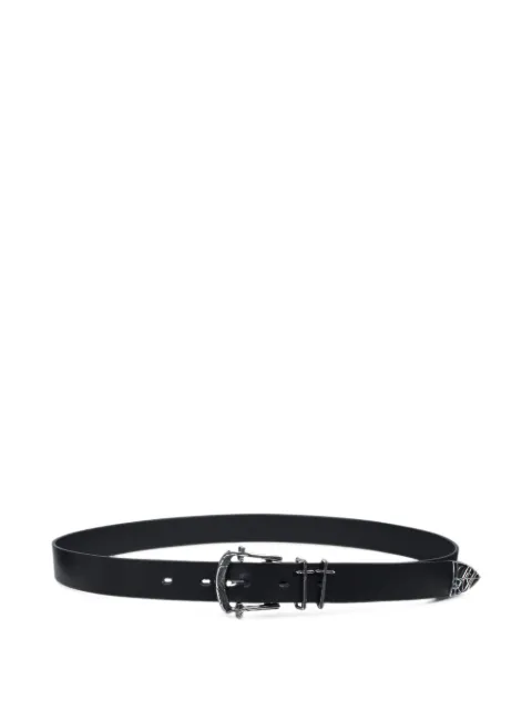 LAST NEST Cracked Cross leather belt