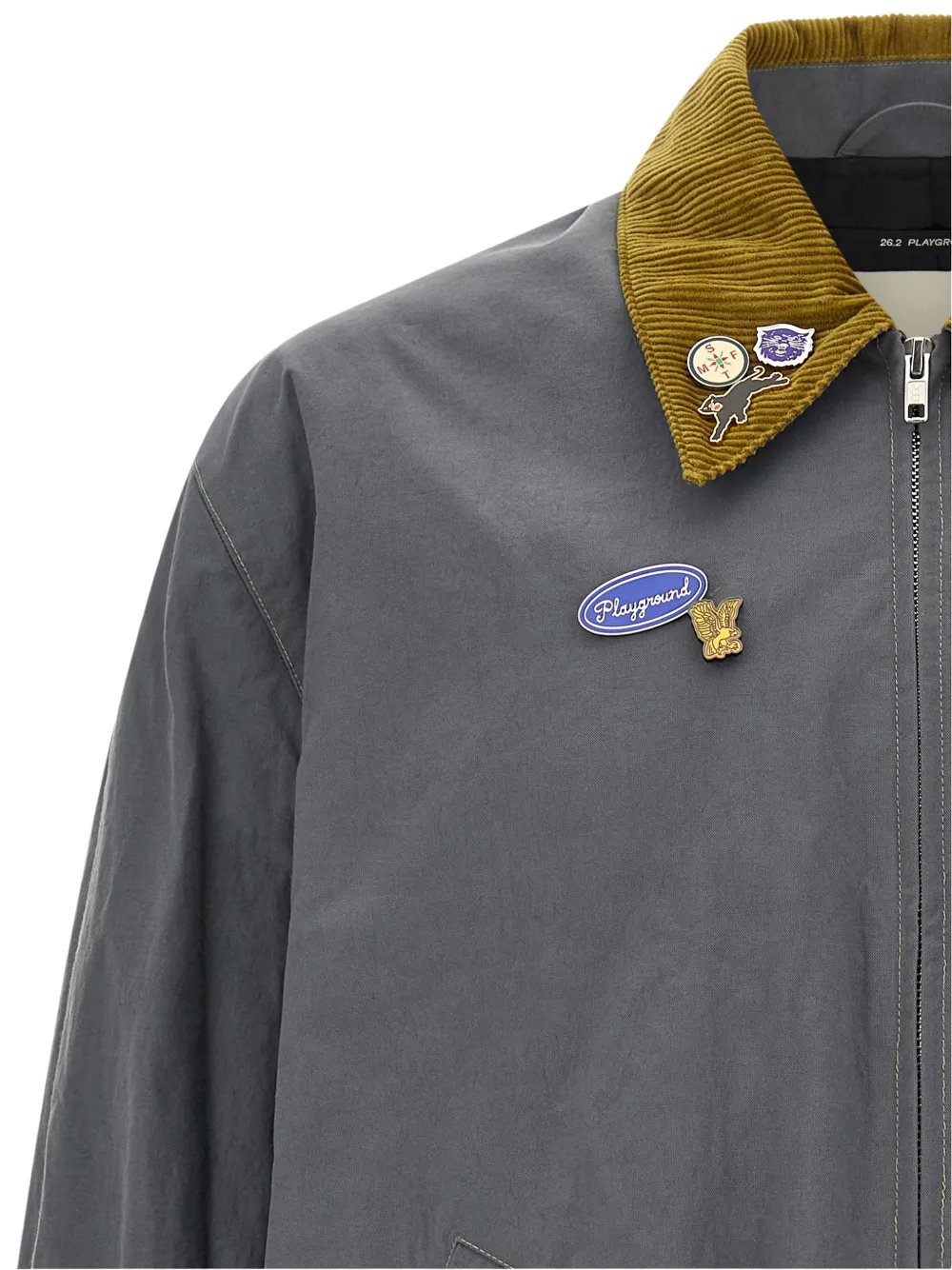 Song For The Mute Jack verfraaid met broche en ribfluwelen kraag Blauw