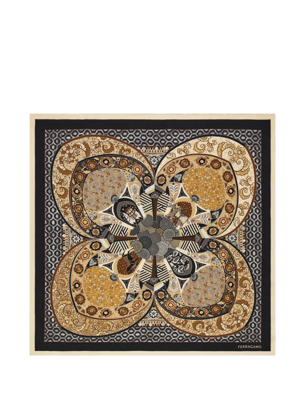 Ferragamo Monile print silk scarf Beige