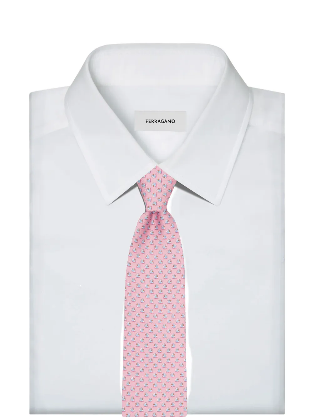 Ferragamo duckies print silk tie Roze