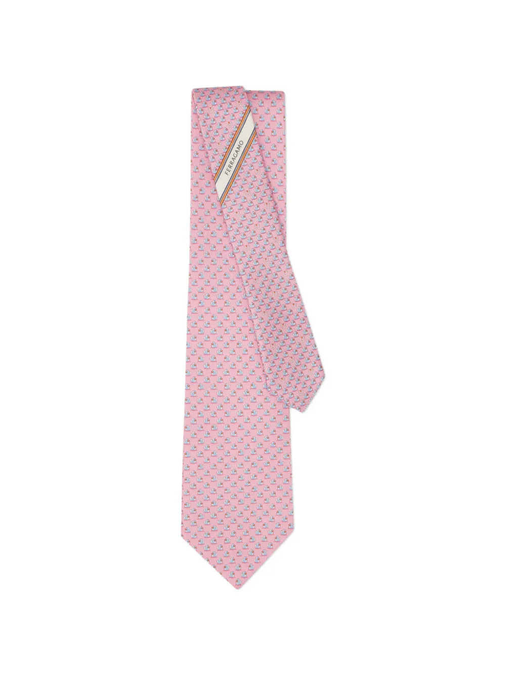 Ferragamo duckies print silk tie Roze