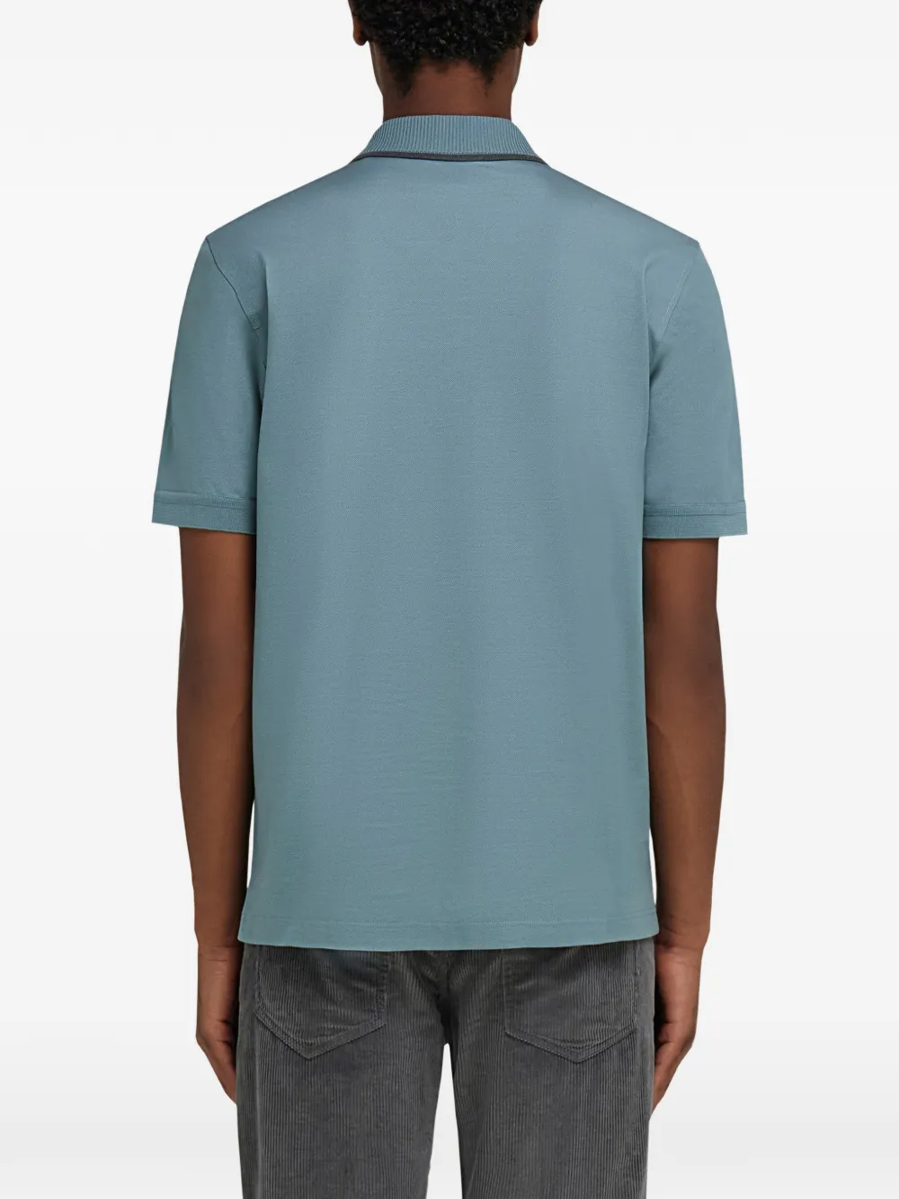 Ferragamo cotton polo shirt with zip detail Blauw