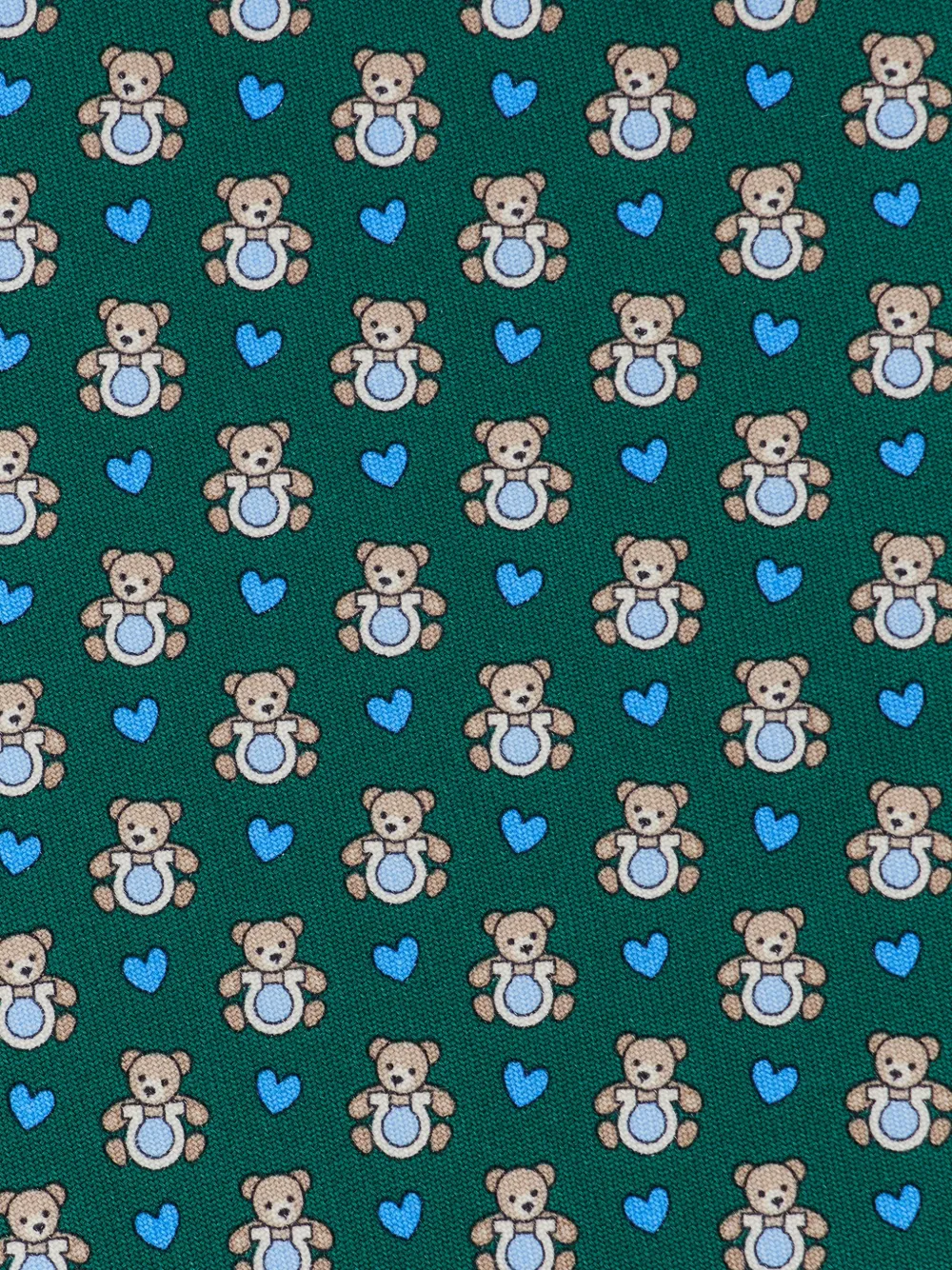 Ferragamo Teddy print silk tie Groen