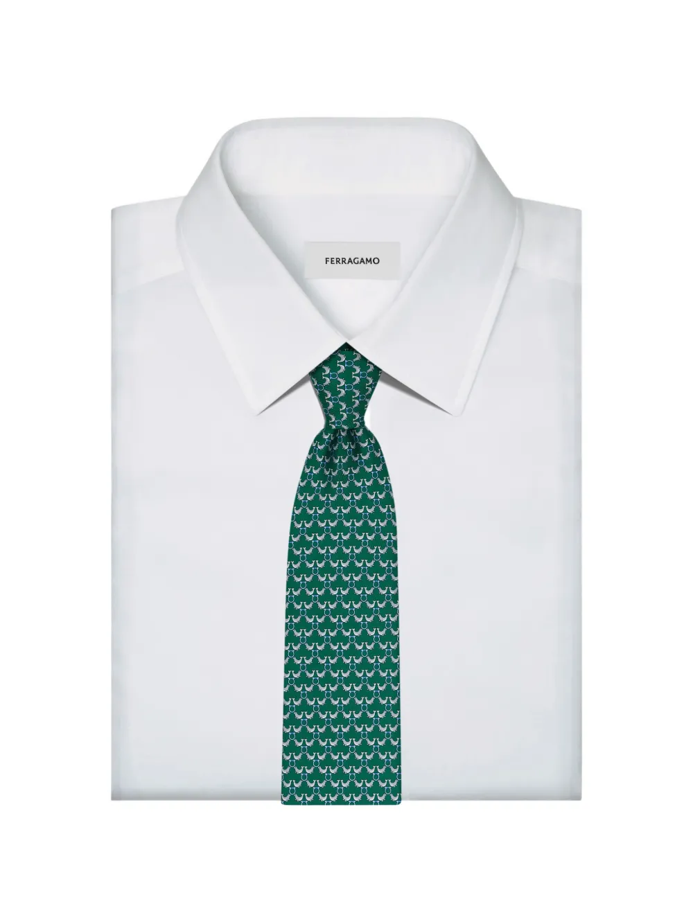 Ferragamo Circus print silk tie Groen