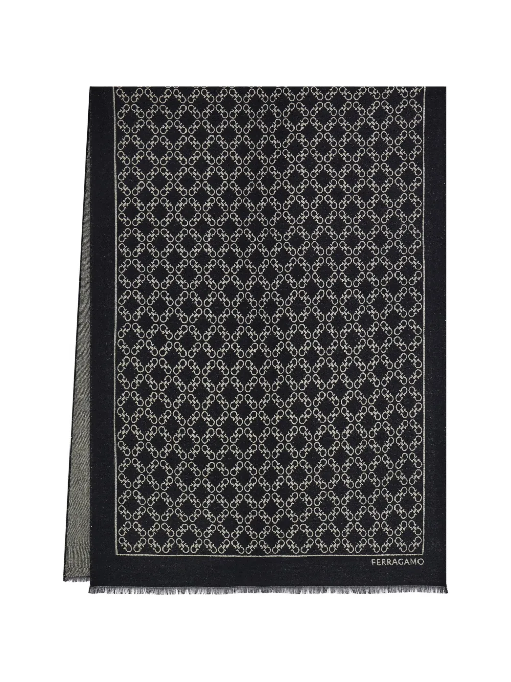 Ferragamo Gancini jacquard stole with lurex Zwart