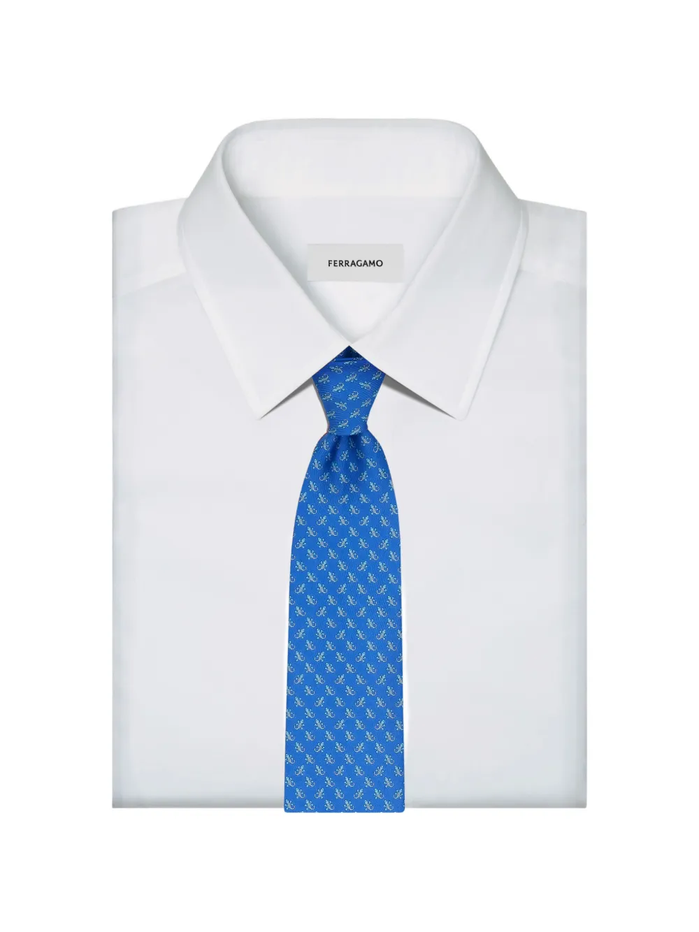 Ferragamo Gecko-print silk tie Blauw